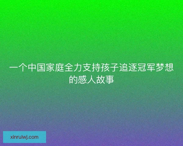 一个中国家庭全力支持孩子追逐冠军梦想的感人故事